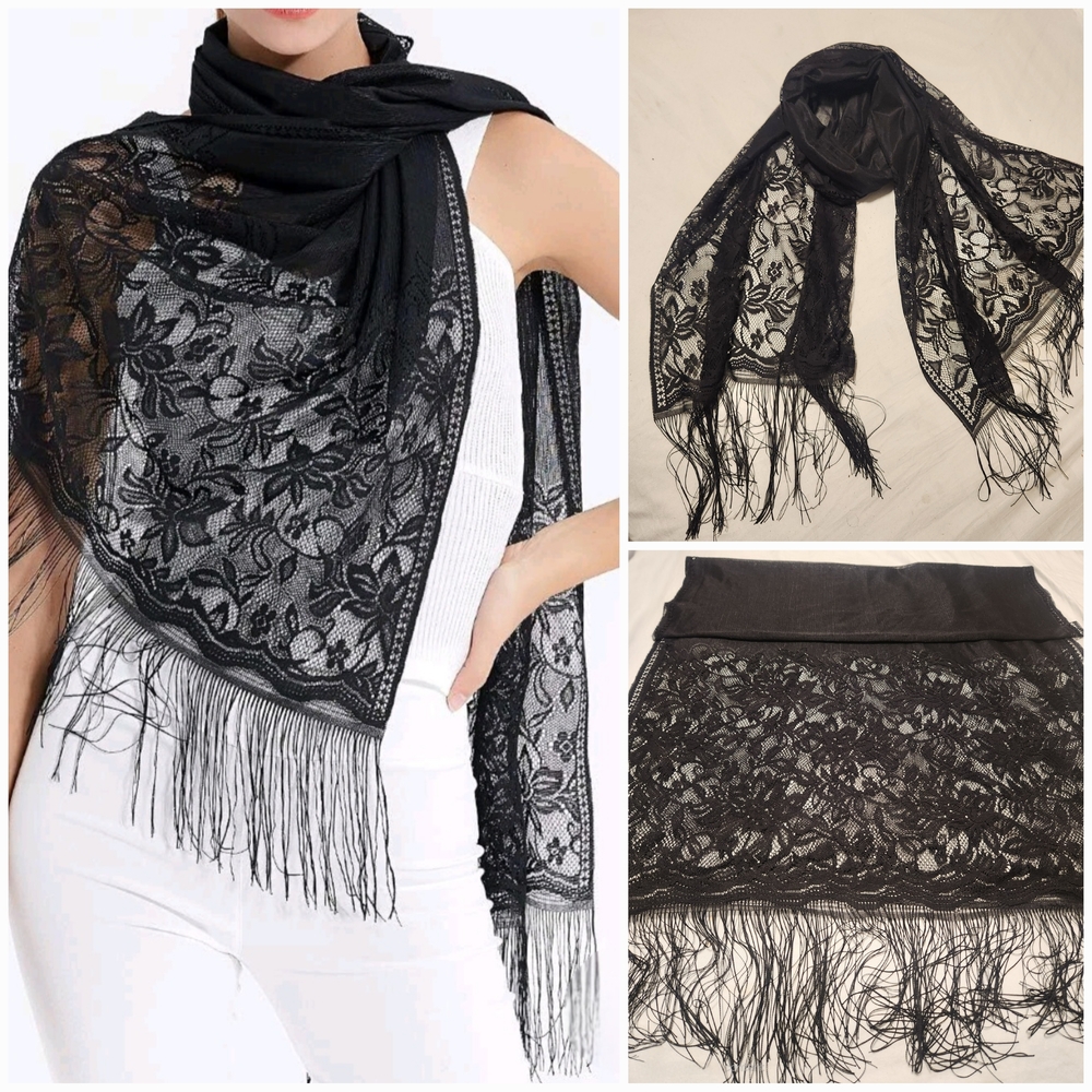 Women's Pashmina Floral Lace Shawls Wraps